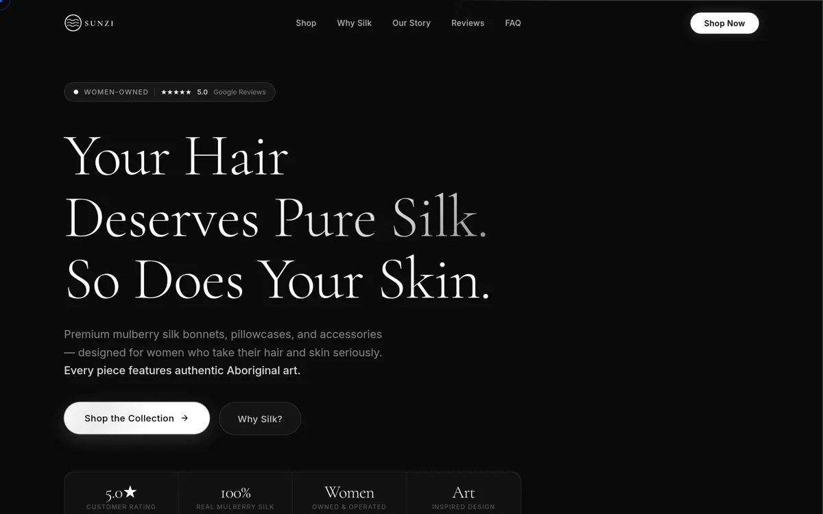 Sunzi Silks website preview